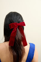 Load image into Gallery viewer, Red Velvet Bowtie Hairclip